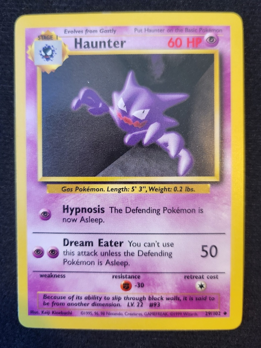 Haunter (029/102) - Original Pokémon Trading Card Game - Base (1999)